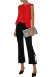 CINQ À SEPT CINQ À SEPT WOMAN IZELLA CROPPED LACE-UP CADY BOOTCUT PANTS BLACK,3074457345621334193