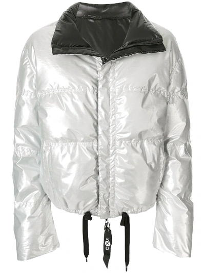 Kru Reversible Down Puffer Jacket In Silver