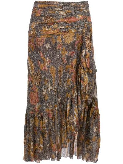 Ulla Johnson Ailie Floral Print Skirt In Brown