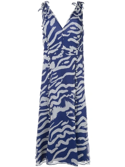 Prabal Gurung Buttoned Hanging-straps Dress In Blue