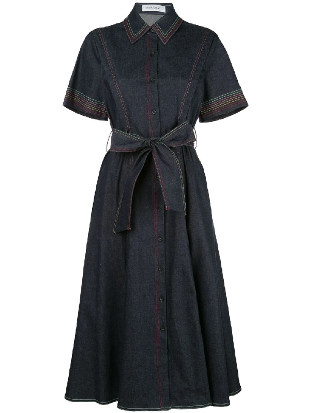 prabal gurung denim dress Prabal Gurung Contrast-stitching Denim Shirt Dress In Black