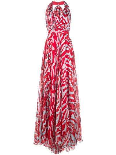 Prabal Gurung Tie Two Tone Gown In Red