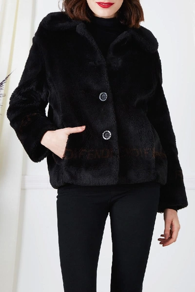 Pre-owned Fendi Black Faux Fur Swing Coat