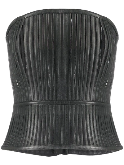 Balmain Panelled Corset Top In Black