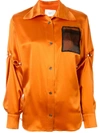 Quetsche Contrast Pocket Silk Shirt In Orange