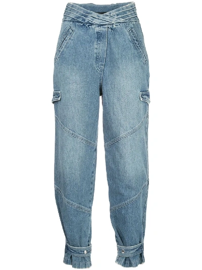 Rta Dallas Cropped High-rise Tapered Jeans In Blau