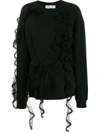 ACT N°1 ROUND NECK TULLE RUFFLED SWEATSHIRT