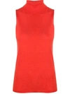 Dorothee Schumacher Sleeveless Roll Neck Top In Orange