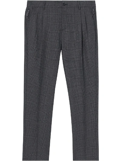 Burberry Prince Of Wales Check Trousers In Grey