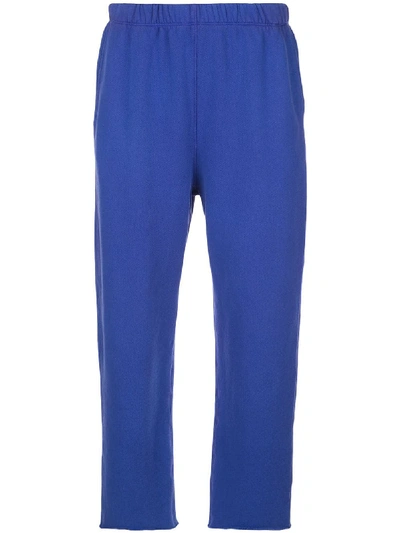 Raquel Allegra Cosmos Fleece Cropped Track Trousers In Blue