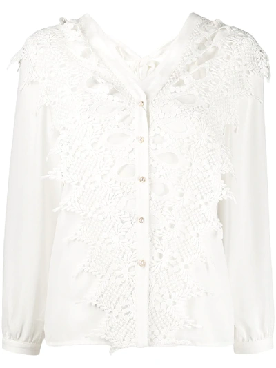 Jovonna Alta Lace Panel Shirt In White