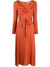 Jovonna Modernista Ruched-neck Dress In Orange