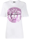 Versace Medusa Head Print T-shirt In White,fuchsia,black