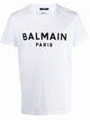 Balmain White Crewneck T-shirt With Contrasting Logo Lettering Print In White