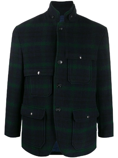 Woolrich Big Game Check Jacket In Blue