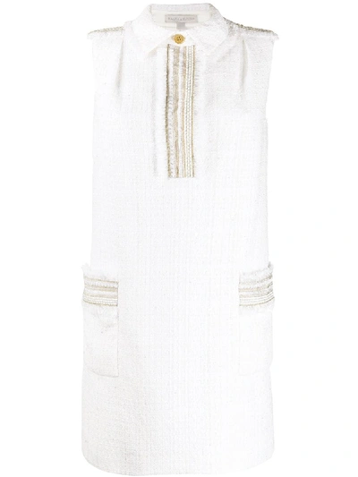 Ralph & Russo Frayed Tweed Dress In White