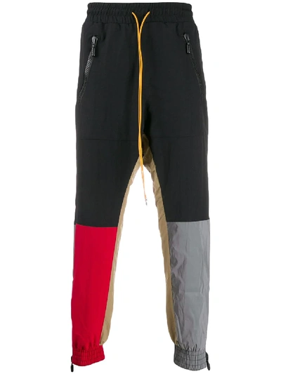 Rhude Colour-block Track Pants In Black,red,silver