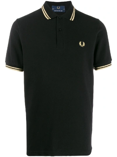Fred Perry Logo-embroidered Polo Shirt In Black