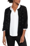 NIC + ZOE RHINESTONE DETAIL EYELASH CARDIGAN SWEATER,H191104