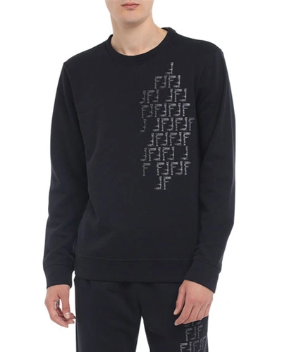 Fendi Men's Faded-ff Cotton-blend Sweatshirt In Black