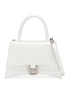 Balenciaga Hourglass Small Shiny Leather Top-handle Bag In White