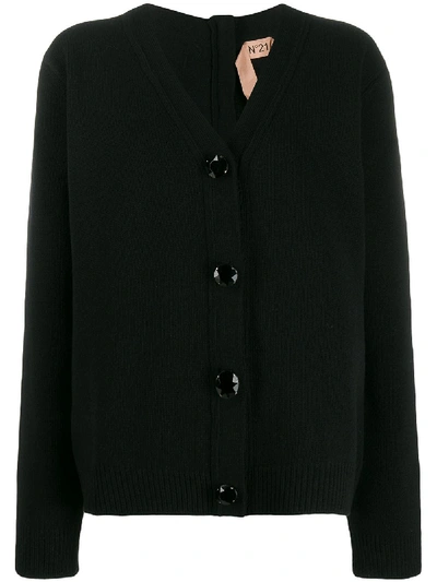 N°21 Embellished Back Zip Cardigan In 黑色