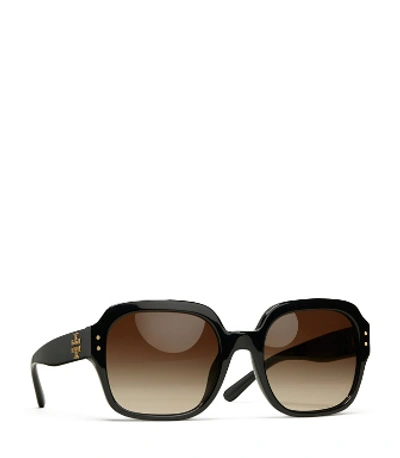 Tory Burch Oversized Square Logo Sunglasses In Black