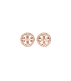 Tory Burch Miller Pavé Stud Earring In Rose Gold/crystal