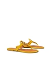 Tory Burch Miller Metal-logo Sandals, Suede In Goldfinch / Gold