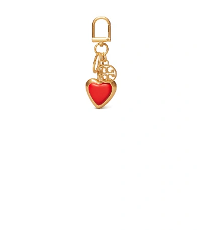 Tory Burch Logo Heart Key Ring In Red