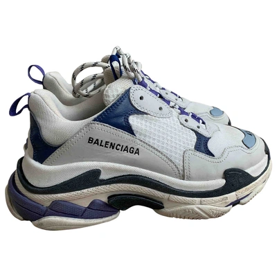 Pre-owned Balenciaga Triple S Navy Trainers