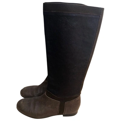 Pre-owned Hoss Intropia Leather Boots In Brown