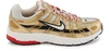 Nike P-6000 Metallic Leather And Mesh Sneakers In Light Bone/summit White-metallic Gold