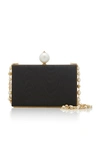 DOLCE & GABBANA FAUX-PEARL EMBELLISHED LEATHER CLUTCH,756407