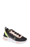Nike Women's React Element 55 Casual Sneakers From Finish Line In Black/ Volt/ Coral Stardust