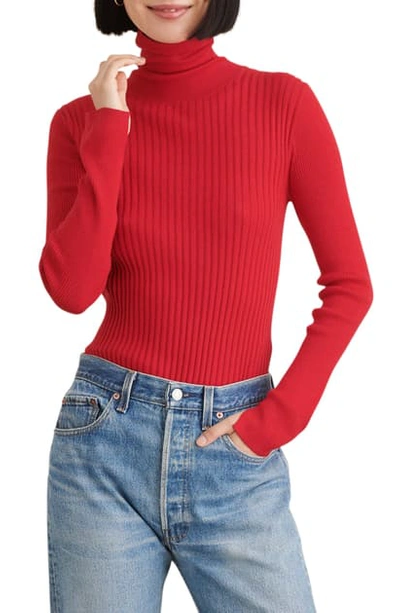 Alex Mill Ribolata Wool Blend Turtleneck In Poinsettia