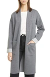 THEORY OPEN FRONT DOUBLE FACE WOOL BLEND LONG CARDIGAN,J0911716