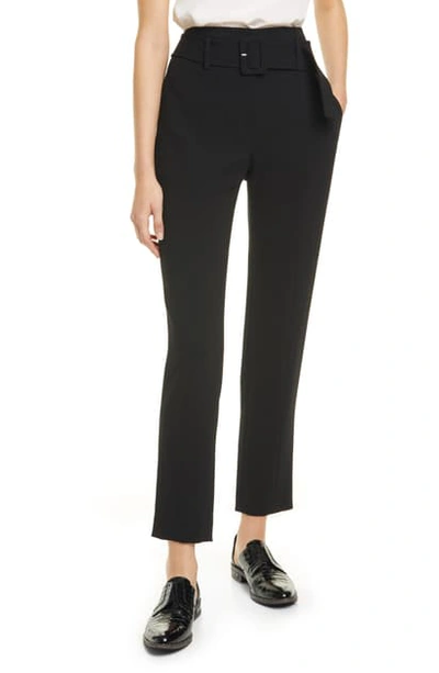 Theory High-rise Relaxed-fit Jersey Trousers In Black