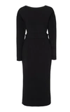 Dolce & Gabbana Bow Back Long Sleeve Wool Blend Crepe Dress In Black