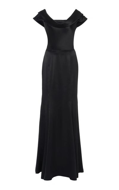 Dolce & Gabbana Cowl-neck Silk-blend Satin Gown In Black