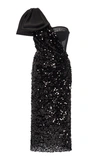 DOLCE & GABBANA BOW-DETAILED ONE-SHOULDER SEQUINED MIDI DRESS,756307