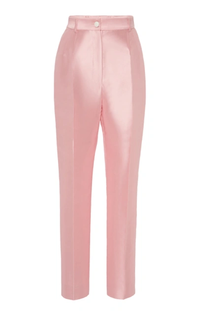Dolce & Gabbana Slim Silk Mikado Pants In Pink