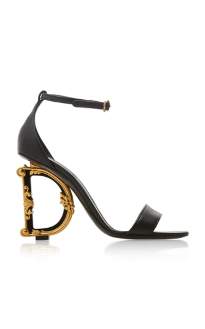 Dolce & Gabbana Sculpted-heel Patent Leather Sandals In Black