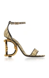 Dolce & Gabbana Sculpted-heel Jacquard Sandals In Gold