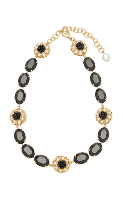 Dolce & Gabbana Crystal And Faux Pearl Choker Necklace In Gold