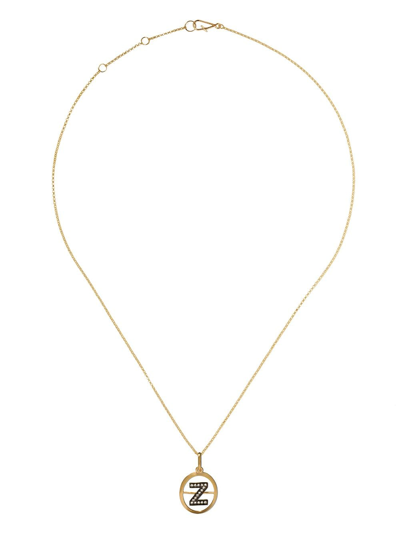 ANNOUSHKA 14KT AND 18KT YELLOW GOLD Z DIAMOND INITIAL PENDANT NECKLACE
