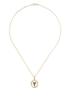 ANNOUSHKA 14KT AND 18KT YELLOW GOLD Y DIAMOND INITIAL PENDANT NECKLACE