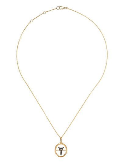 Annoushka 14kt And 18kt Yellow Gold Y Diamond Initial Pendant Necklace In 18ct Yellow Gold