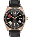 Citizen Disney By  Mickey Mouse Classic Black Leather Strap Watch 43mm In Black