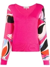 Emilio Pucci Contrasting Sleeves Knitted Top In Pink